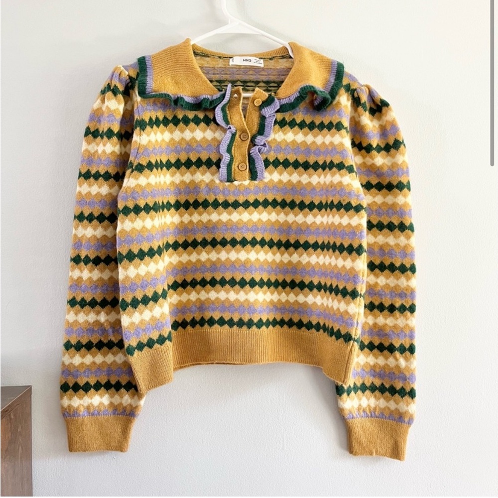 MANGO Cropped Knit Sweater | Size XL